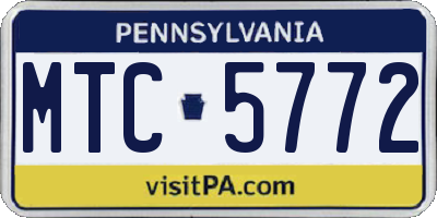 PA license plate MTC5772