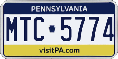 PA license plate MTC5774