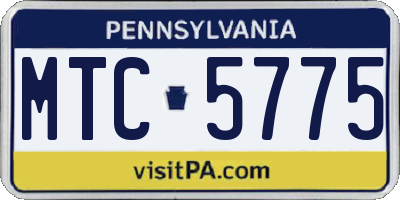 PA license plate MTC5775