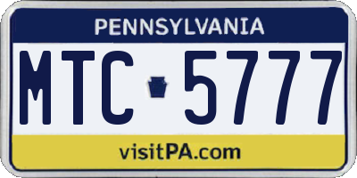 PA license plate MTC5777