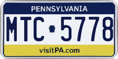 PA license plate MTC5778