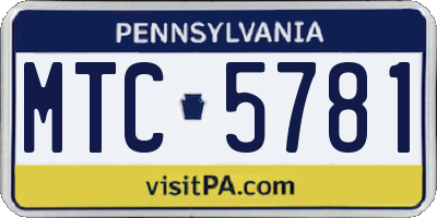 PA license plate MTC5781