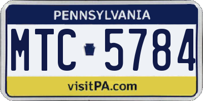 PA license plate MTC5784