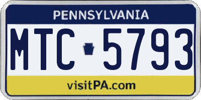 PA license plate MTC5793