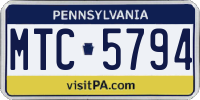 PA license plate MTC5794