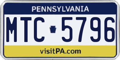 PA license plate MTC5796