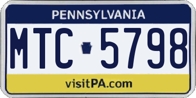 PA license plate MTC5798