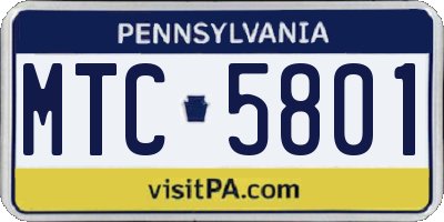 PA license plate MTC5801