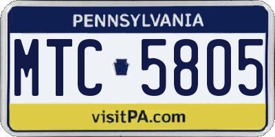 PA license plate MTC5805