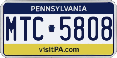 PA license plate MTC5808