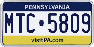 PA license plate MTC5809