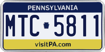 PA license plate MTC5811