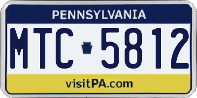 PA license plate MTC5812