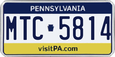 PA license plate MTC5814