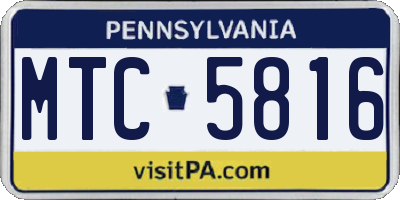 PA license plate MTC5816