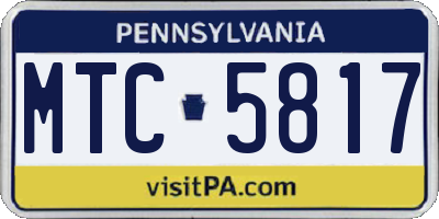PA license plate MTC5817