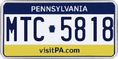 PA license plate MTC5818