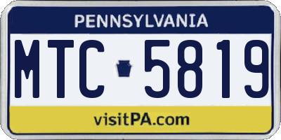 PA license plate MTC5819