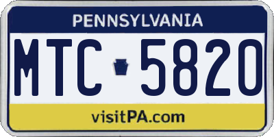 PA license plate MTC5820