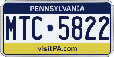 PA license plate MTC5822