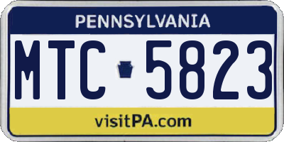 PA license plate MTC5823