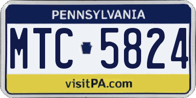 PA license plate MTC5824