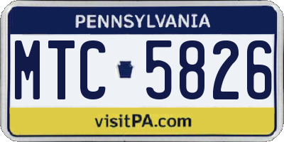 PA license plate MTC5826