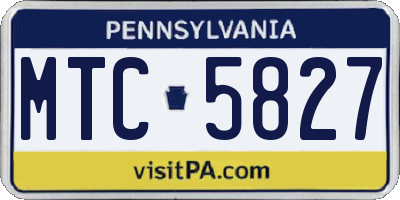 PA license plate MTC5827