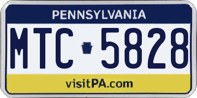 PA license plate MTC5828