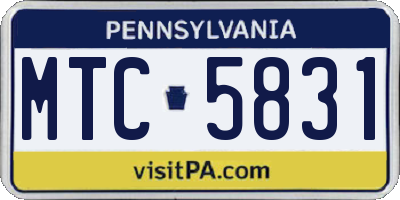 PA license plate MTC5831