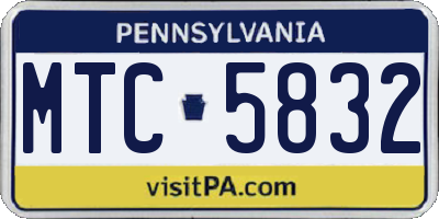 PA license plate MTC5832