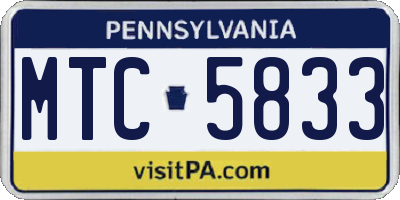 PA license plate MTC5833