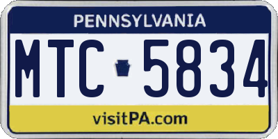PA license plate MTC5834