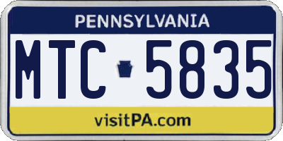 PA license plate MTC5835