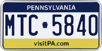 PA license plate MTC5840