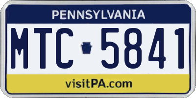 PA license plate MTC5841