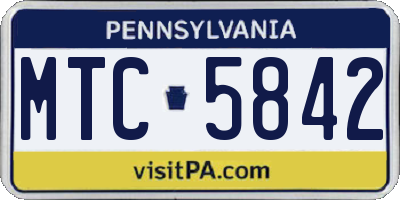 PA license plate MTC5842