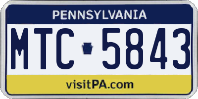 PA license plate MTC5843