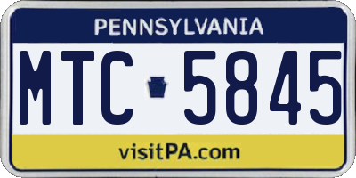 PA license plate MTC5845
