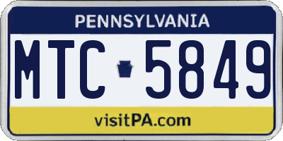 PA license plate MTC5849