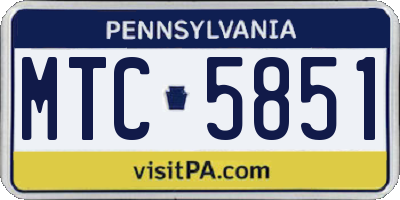 PA license plate MTC5851