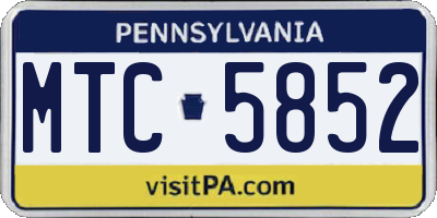 PA license plate MTC5852