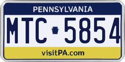 PA license plate MTC5854