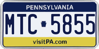 PA license plate MTC5855
