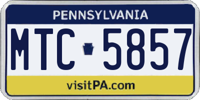 PA license plate MTC5857
