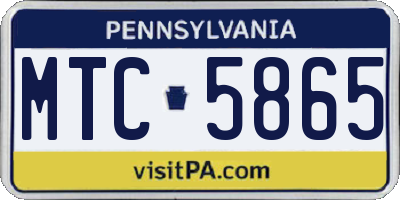 PA license plate MTC5865
