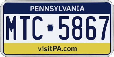 PA license plate MTC5867