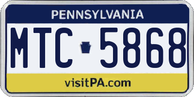 PA license plate MTC5868