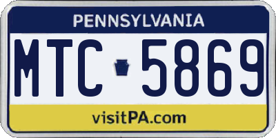 PA license plate MTC5869