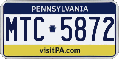 PA license plate MTC5872